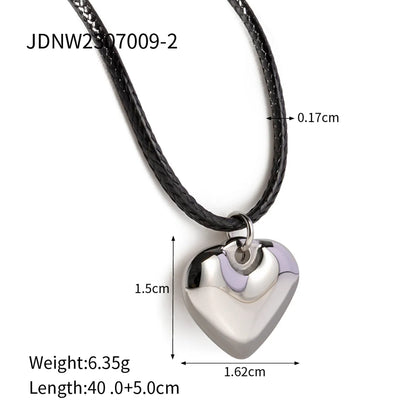 304 Stainless Steel 18K Gold Plated Simple Style Classic Style Plating Heart Shape Pendant Necklace