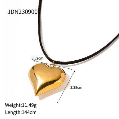 304 Stainless Steel 18K Gold Plated Simple Style Classic Style Plating Heart Shape Pendant Necklace