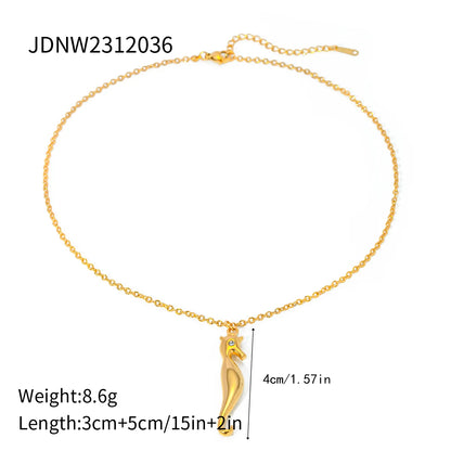 304 Stainless Steel 18K Gold Plated Simple Style Classic Style Plating Hippocampus Pendant Necklace