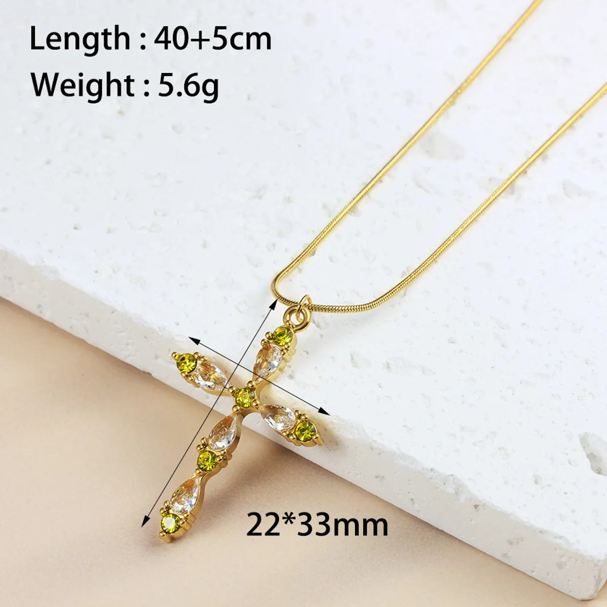 Wholesale Jewelry Simple Style Classic Style Cross 304 Stainless Steel Zircon 18K Gold Plated Plating Inlay Pendant Necklace