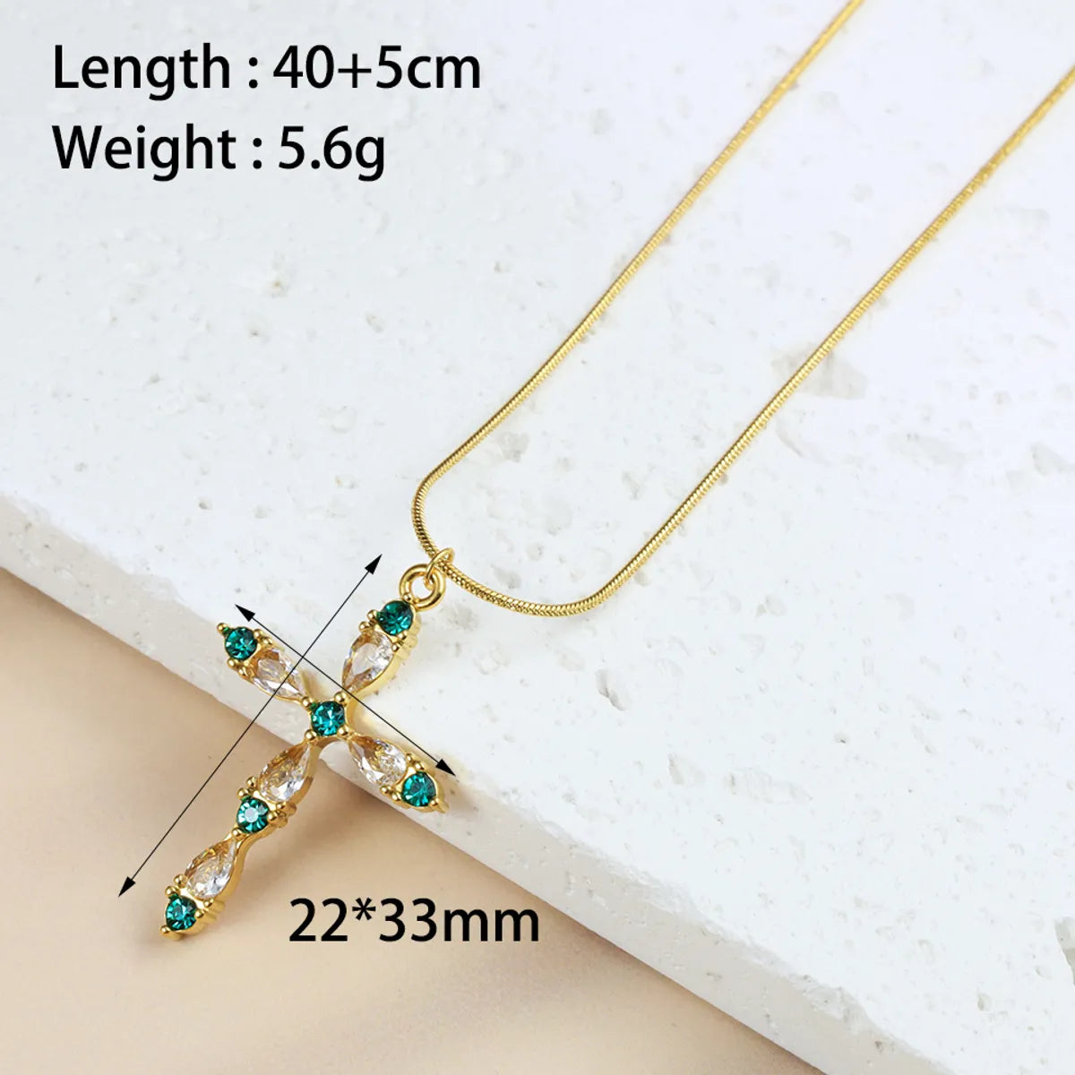 Wholesale Jewelry Simple Style Classic Style Cross 304 Stainless Steel Zircon 18K Gold Plated Plating Inlay Pendant Necklace