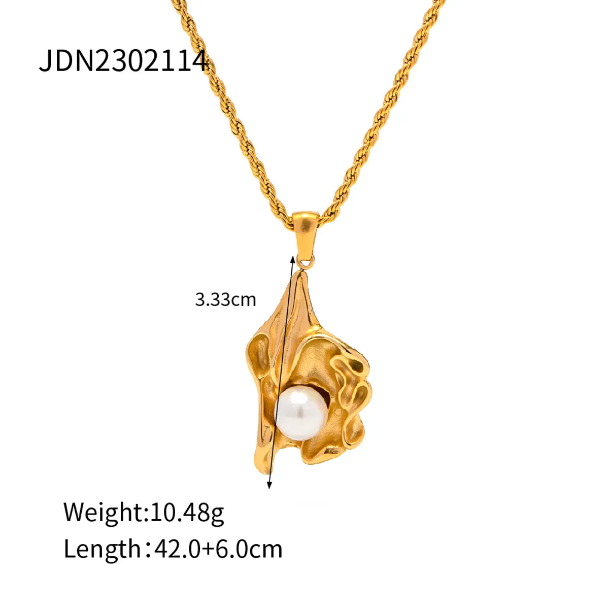 304 Stainless Steel 18K Gold Plated Simple Style Classic Style Plating Inlay Flower Pearl Pendant Necklace