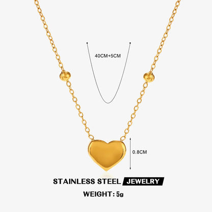 304 Stainless Steel 18K Gold Plated Simple Style Classic Style Plating Inlay Heart Shape Artificial Shell Rhinestones Pendant Necklace