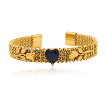 Simple Style Classic Style Heart Shape 304 Stainless Steel 18K Gold Plated Zircon Bangle In Bulk