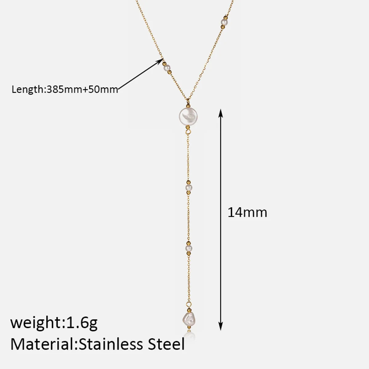 304 Stainless Steel 18K Gold Plated Simple Style Classic Style Plating Inlay Solid Color Artificial Pearls Necklace