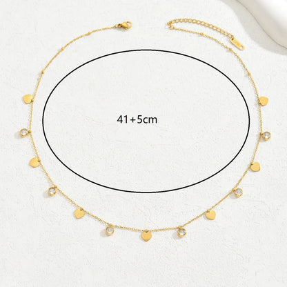 Wholesale Jewelry Simple Style Classic Style Solid Color 201 Stainless Steel Rhinestones 18K Gold Plated Plating Inlay Necklace