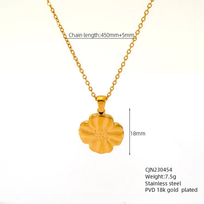 304 Stainless Steel 18K Gold Plated Simple Style Classic Style Plating Solid Color Pendant Necklace