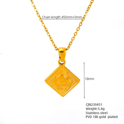 304 Stainless Steel 18K Gold Plated Simple Style Classic Style Plating Solid Color Pendant Necklace