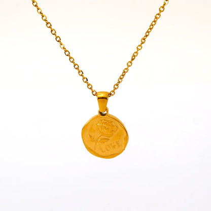 304 Stainless Steel 18K Gold Plated Simple Style Classic Style Plating Solid Color Pendant Necklace