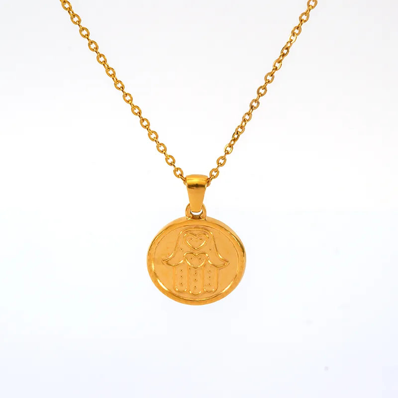 304 Stainless Steel 18K Gold Plated Simple Style Classic Style Plating Solid Color Pendant Necklace