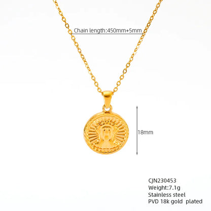 304 Stainless Steel 18K Gold Plated Simple Style Classic Style Plating Solid Color Pendant Necklace