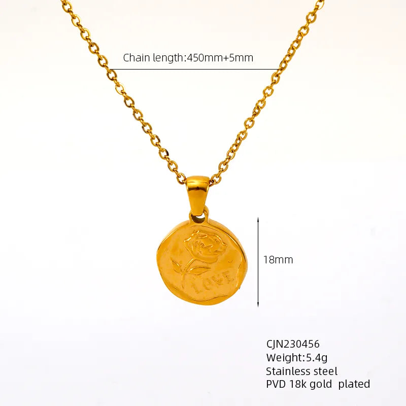 304 Stainless Steel 18K Gold Plated Simple Style Classic Style Plating Solid Color Pendant Necklace