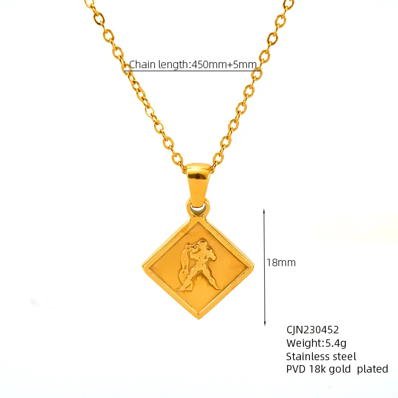 304 Stainless Steel 18K Gold Plated Simple Style Classic Style Plating Solid Color Pendant Necklace