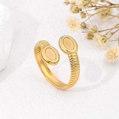 304 Stainless Steel 18K Gold Plated Simple Style Classic Style Plating Solid Color Rings