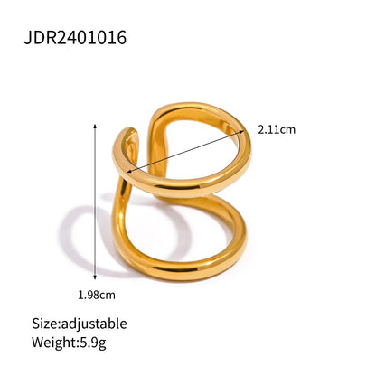 Wholesale Jewelry Simple Style Classic Style Solid Color 304 Stainless Steel 18K Gold Plated Plating Rings