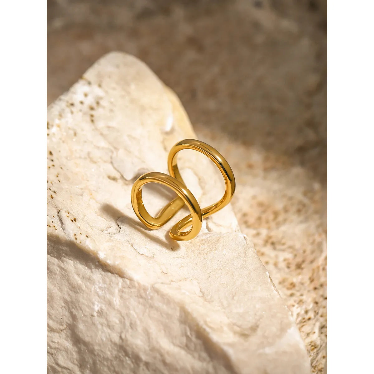 Wholesale Jewelry Simple Style Classic Style Solid Color 304 Stainless Steel 18K Gold Plated Plating Rings