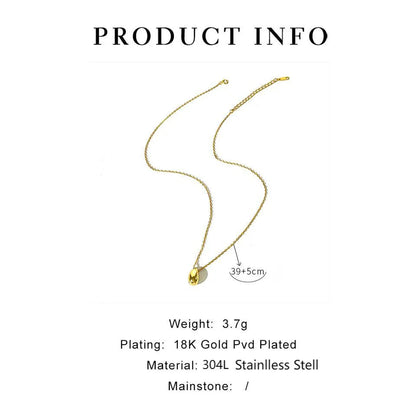 Wholesale Jewelry Simple Style Classic Style Water Droplets 304 Stainless Steel 18K Gold Plated Plating Pendant Necklace