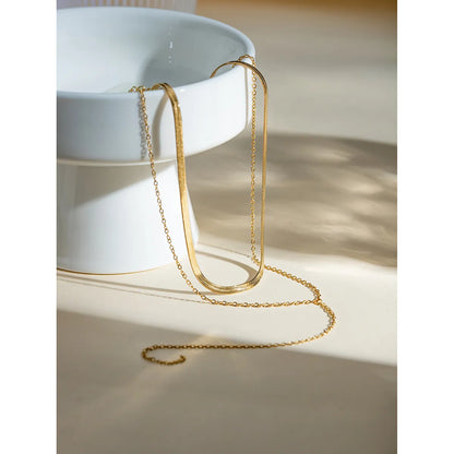 304 Stainless Steel 18K Gold Plated Simple Style Classic Style Solid Color Double Layer Necklaces