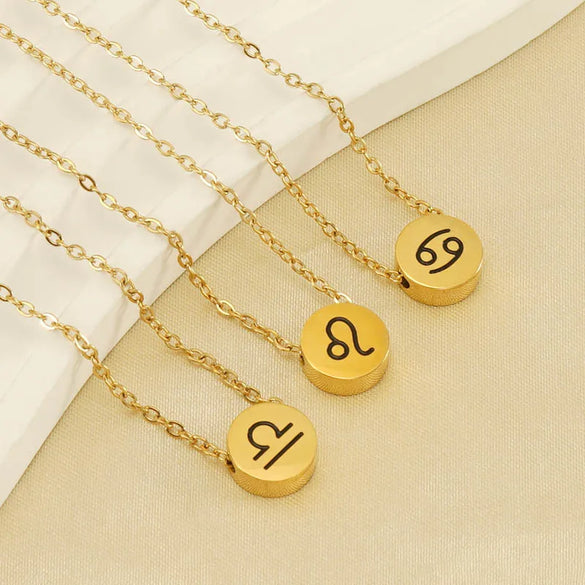 304 Stainless Steel 18K Gold Plated Simple Style Constellation Pendant Necklace