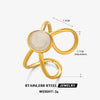 304 Stainless Steel 18K Gold Plated Simple Style Enamel Round Square Open Rings