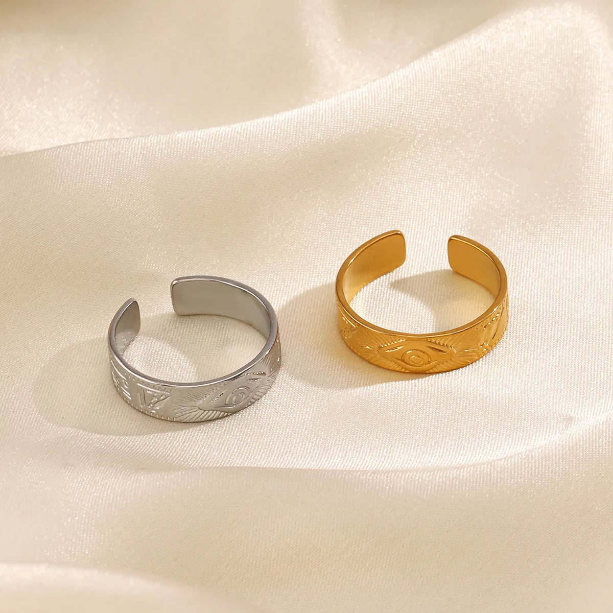 304 Stainless Steel 18K Gold Plated Simple Style Eye Open Rings