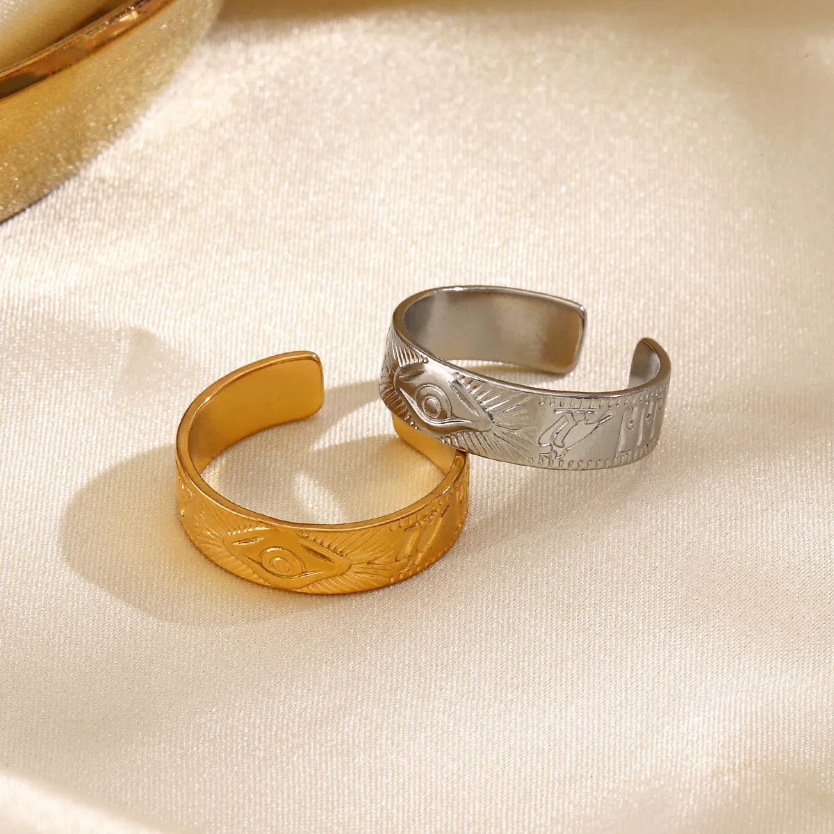 304 Stainless Steel 18K Gold Plated Simple Style Eye Open Rings