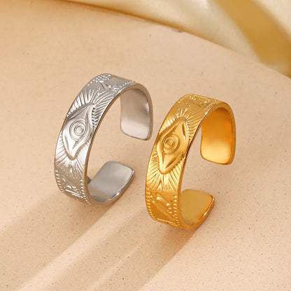 304 Stainless Steel 18K Gold Plated Simple Style Eye Open Rings