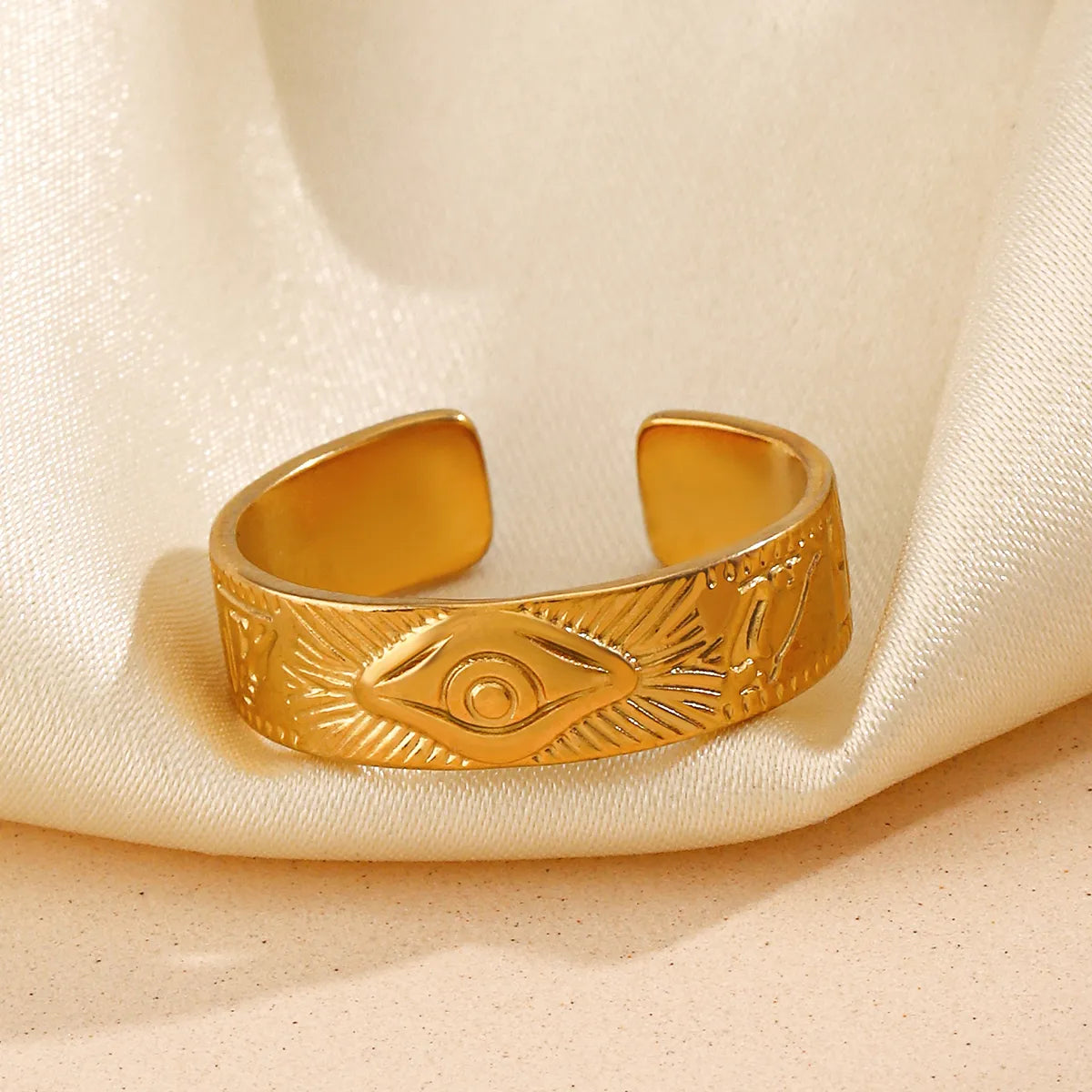 304 Stainless Steel 18K Gold Plated Simple Style Eye Open Rings