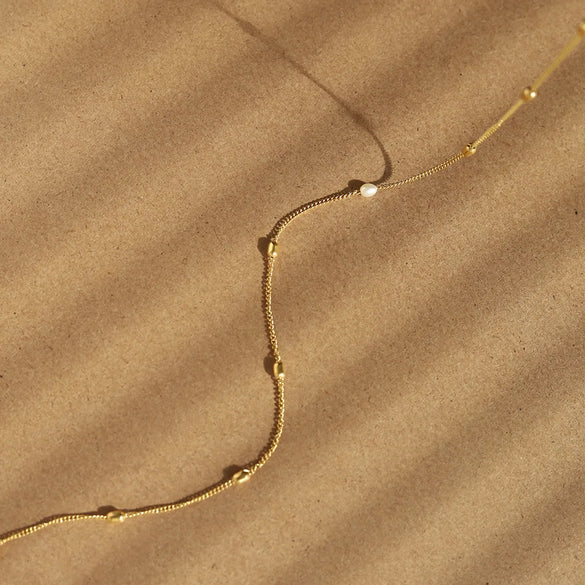 304 Stainless Steel 18K Gold Plated Simple Style Inlay Solid Color Freshwater Pearl Pearl Necklace