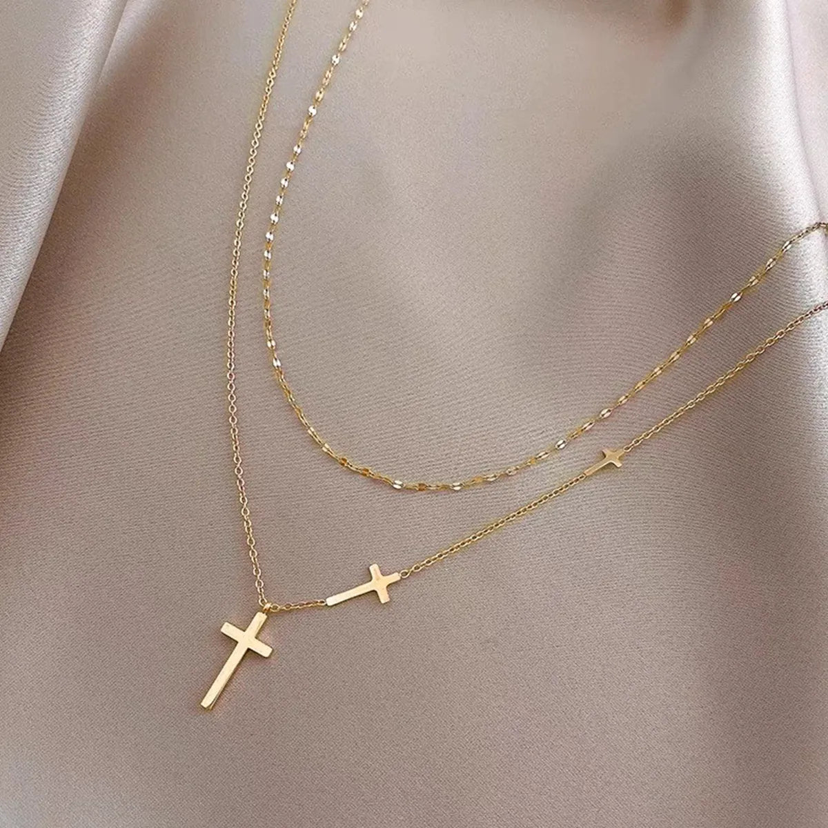 304 Stainless Steel 18K Gold Plated Simple Style Irregular Plating Cross