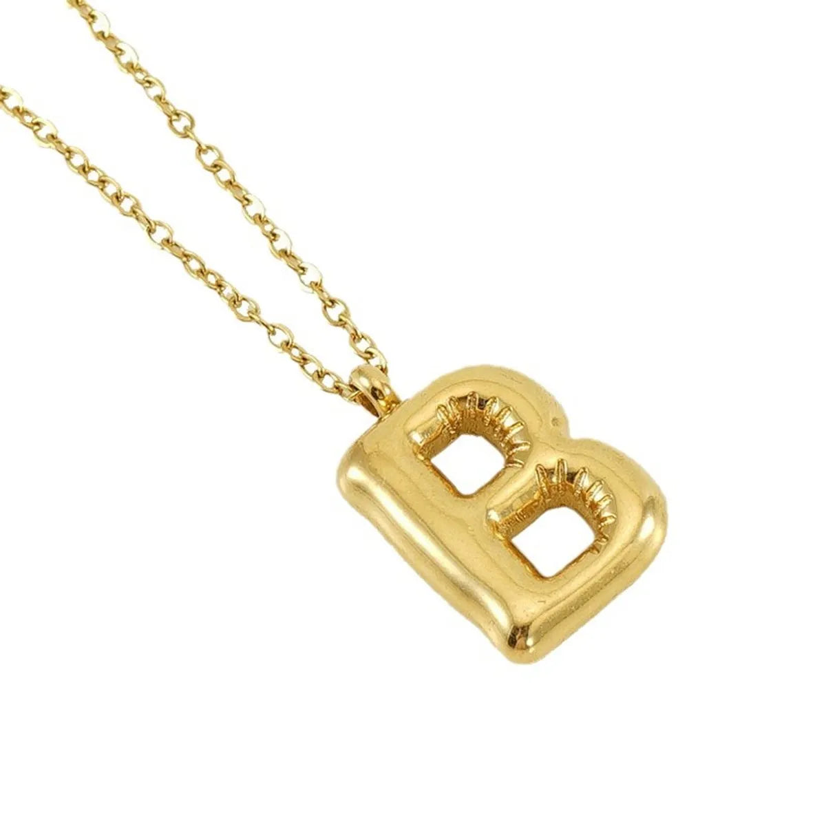 304 Stainless Steel 18K Gold Plated Simple Style Letter Pendant Necklace