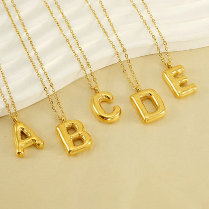 304 Stainless Steel 18K Gold Plated Simple Style Letter Pendant Necklace