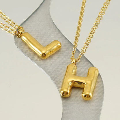 304 Stainless Steel 18K Gold Plated Simple Style Letter Pendant Necklace