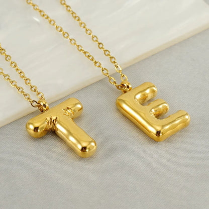 304 Stainless Steel 18K Gold Plated Simple Style Letter Pendant Necklace