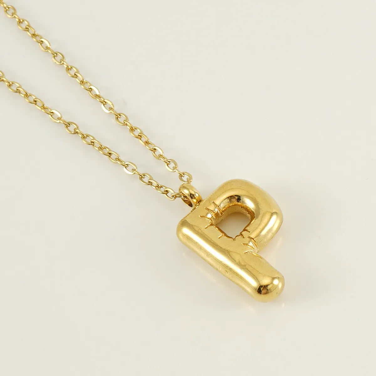 304 Stainless Steel 18K Gold Plated Simple Style Letter Pendant Necklace