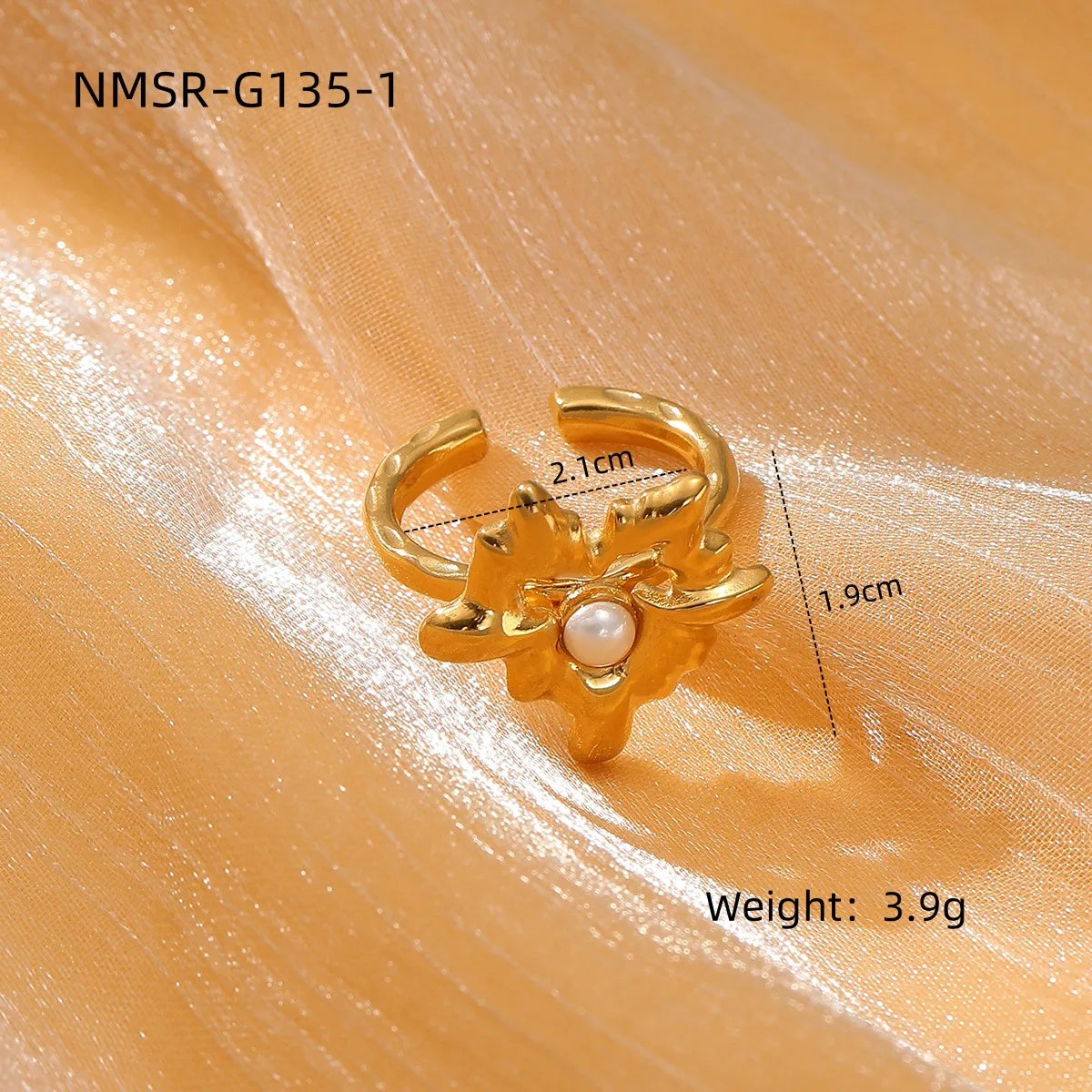 304 Stainless Steel 18K Gold Plated Simple Style Plating Heart Shape Pearl Rings