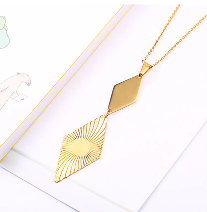 304 Stainless Steel 18K Gold Plated Simple Style Plating Rhombus Earrings Necklace