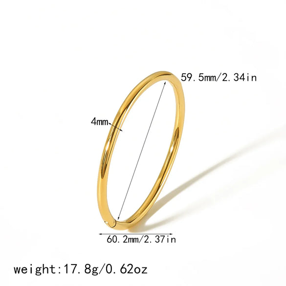 Simple Style Solid Color 304 Stainless Steel 18K Gold Plated Bangle In Bulk