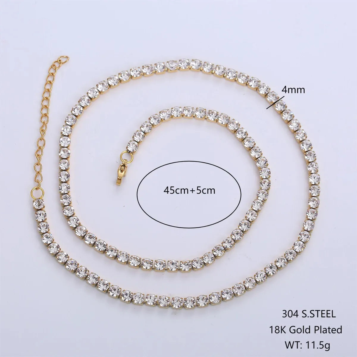 Wholesale Jewelry Simple Style Shiny Solid Color 304 Stainless Steel Rhinestones 18K Gold Plated Inlay Necklace