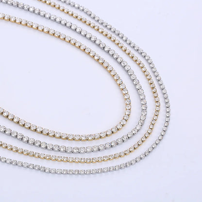 Wholesale Jewelry Simple Style Shiny Solid Color 304 Stainless Steel Rhinestones 18K Gold Plated Inlay Necklace