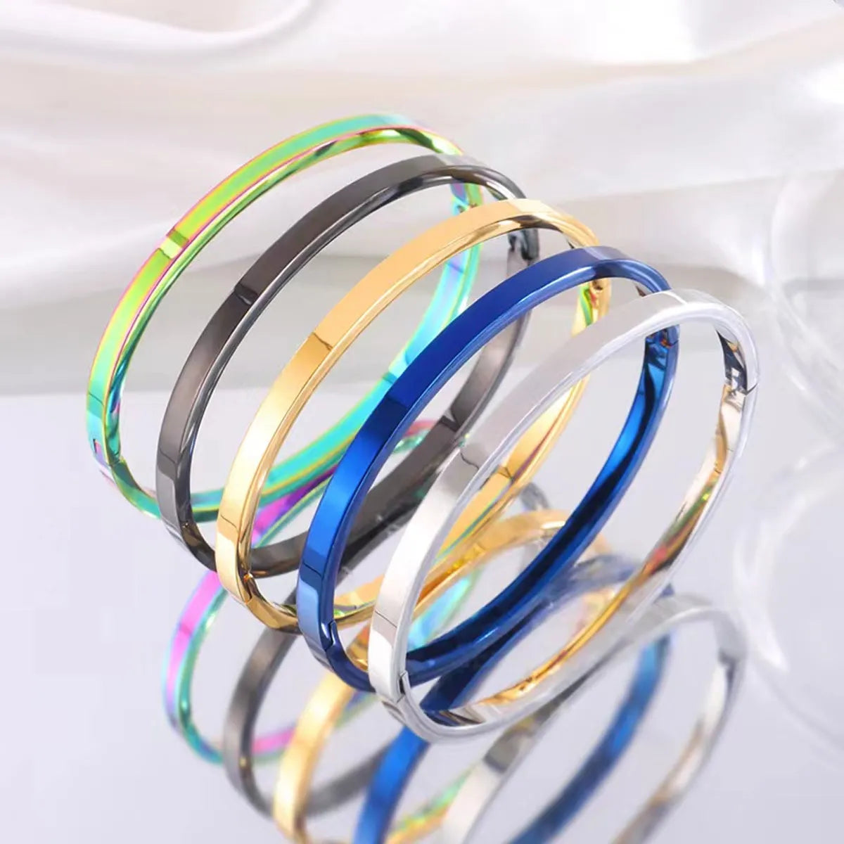 Simple Style Solid Color 304 Stainless Steel 18K Gold Plated Bangle In Bulk