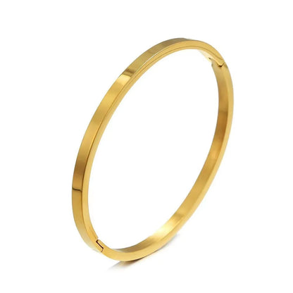 Simple Style Solid Color 304 Stainless Steel 18K Gold Plated Bangle In Bulk