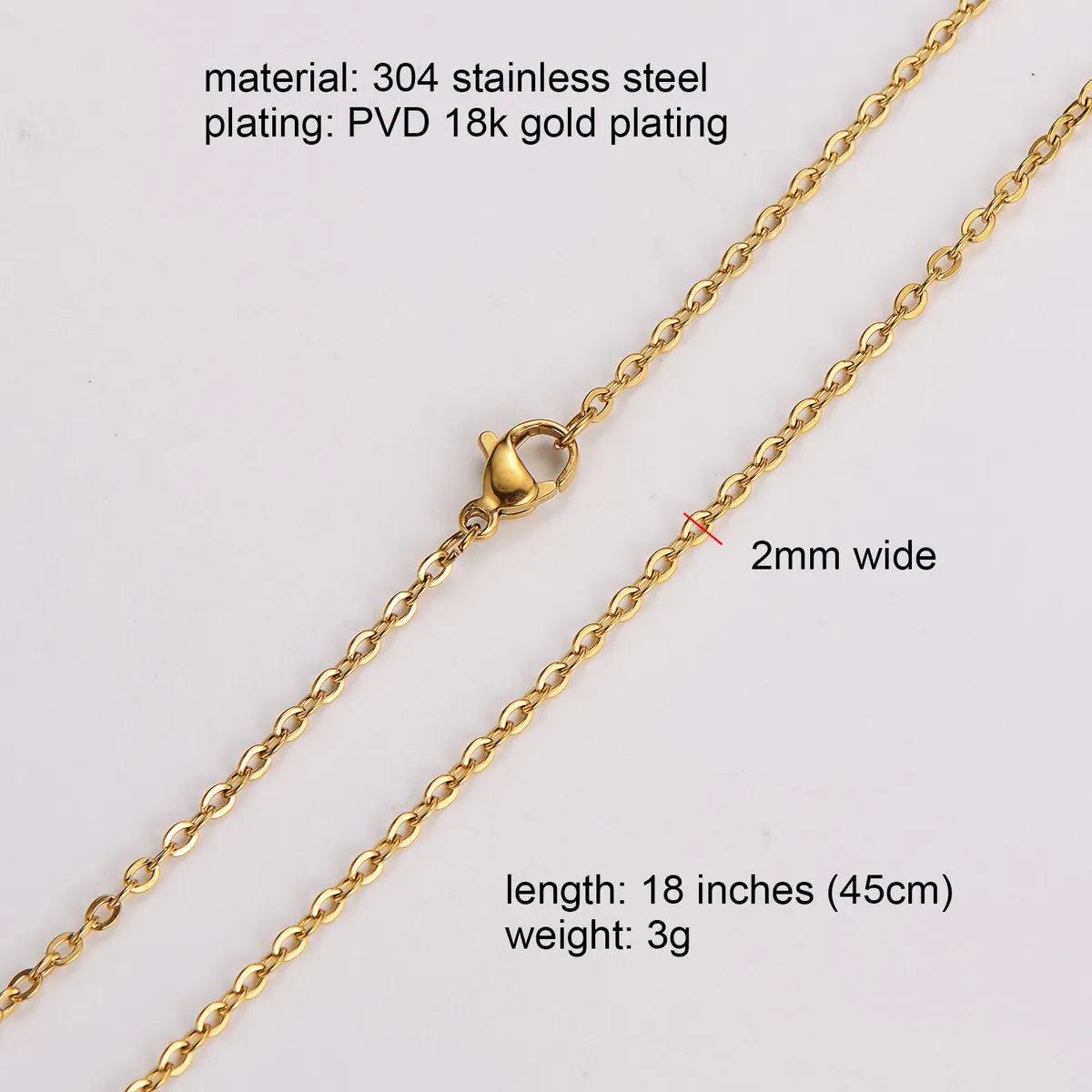 304 Stainless Steel 18K Gold Plated Simple Style Solid Color Choker