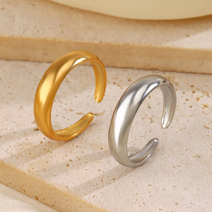 304 Stainless Steel 18K Gold Plated Simple Style Solid Color Open Rings