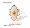 304 Stainless Steel 18K Gold Plated Sweet Artistic Flower Open Rings