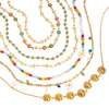 304 Stainless Steel 18K Gold Plated Sweet Classic Style Beaded Enamel Colorful Daisy Necklace
