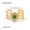 304 Stainless Steel 18K Gold Plated Sweet Enamel Plating Flower Rings