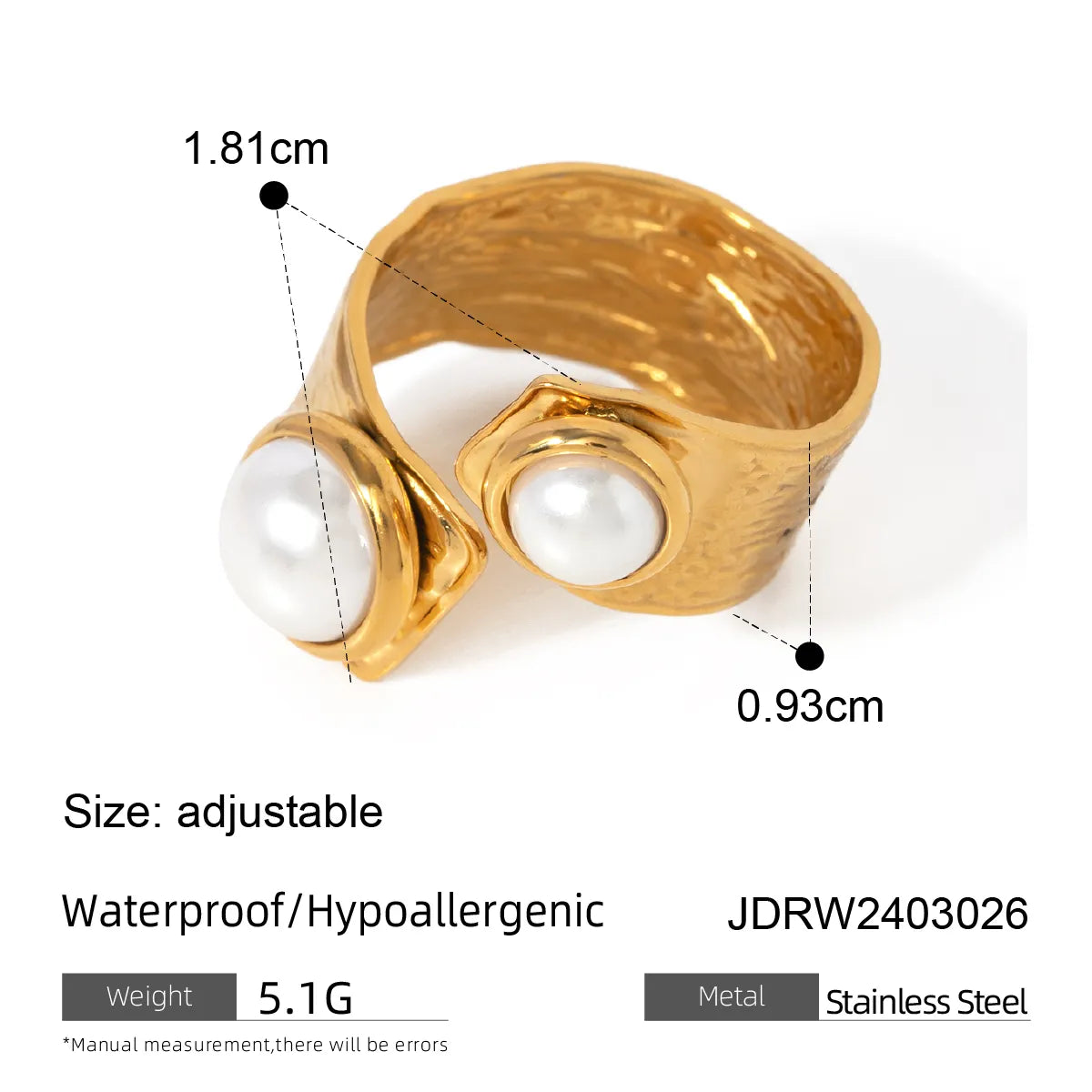 304 Stainless Steel 18K Gold Plated Sweet Plating Geometric Rings