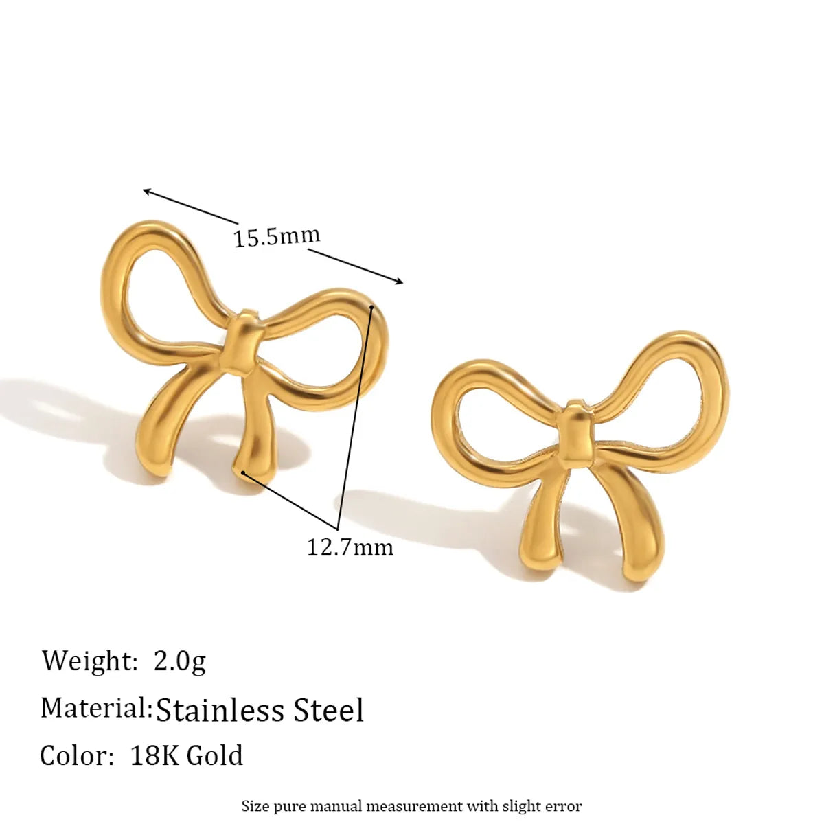 304 Stainless Steel 18K Gold Plated Sweet Simple Style Classic Style Plating Bow Knot Earrings Necklace