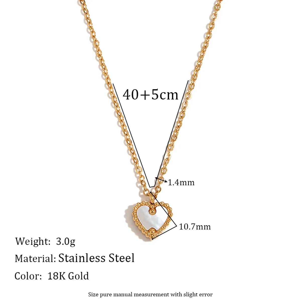 304 Stainless Steel 18K Gold Plated Sweet Simple Style Classic Style Plating Inlay Heart Shape Shell Bracelets Necklace